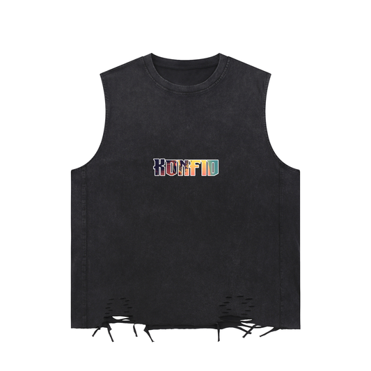 The One I Want to Protect - Snow Washed Raw-Hem Tank Top